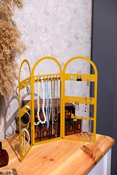 Doreline منظم مكياج المجوهرات، منظم المجوهرات، حامل المجوهرات البيضاوي المزخرف، حامل حلقة مكعب ذهبي