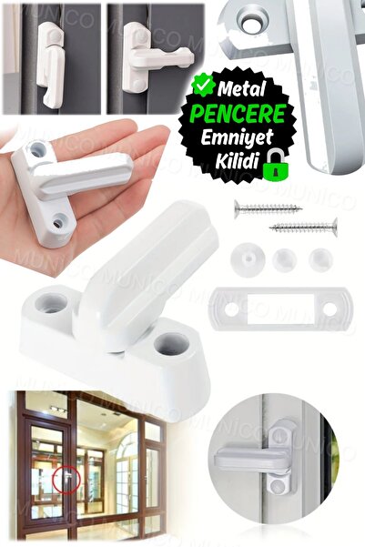 Munico T Şekilli Kolay Kurulum Pencere Kilidi İç Pencere Dış Kapı Mandalı Kil...