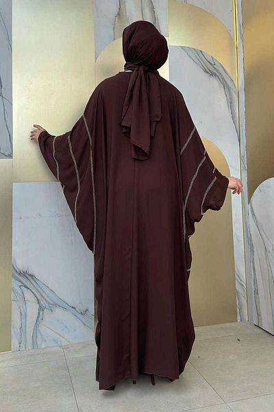 Bym Fashion Σετ Φόρεμα Φωτιστικό Λεπτομερές Κεντητό Πέτρα 8500 Καφέ