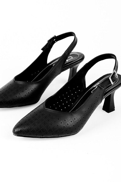 Lal Shoes & Bags Pantofi cu toc pentru femei Petunya cu spatele deschis-negri