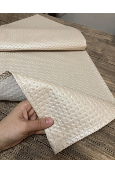turkanlarhome Dekoratif Deri Runner 115x33 Cm desenli krem