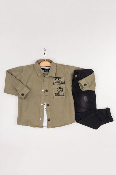 Hola Kids Boy's Shirt-T-Shirt and Trousers 3 Piece Set Hlk80103