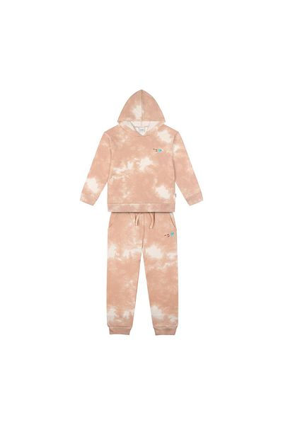 Antebies Beige Tie-Dye Patterned Tracksuit Set