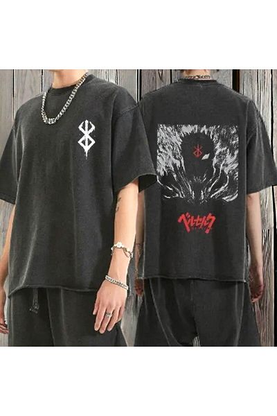 Köstebek Anime Berserk Guts Anthracite Washable T-Shirt