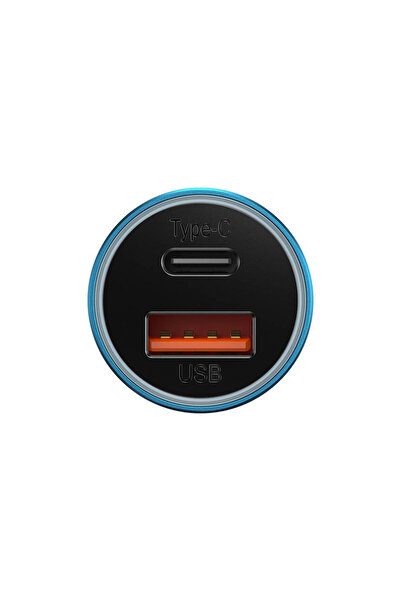 Baseus Golden Araç Şarj Cihazı 60W Çift Port (USB-A + Type-C) – Mavi