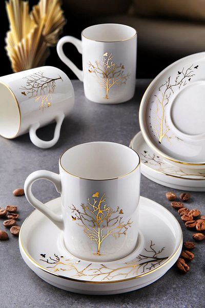 WuuQ 12 Pieces Tree of Life Coffee Cup Set for 6 People - Coffee Cup Set 100ml