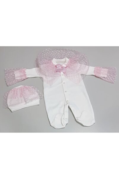 Sönmez Baby GELİNLİK FULL DANTELLİ TULUM VE ŞAPKASI İKİLİ KIZ BEBE TAKIMI