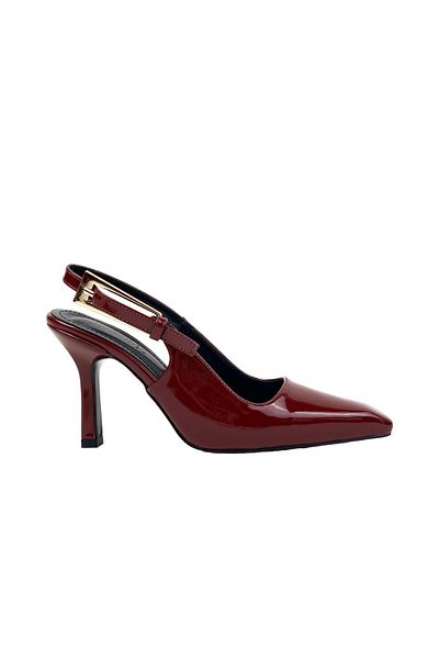 bescobel Women's Lerya Claret Red Patent Leather Patent Leather Heeled Shoes 9 cm 5118
