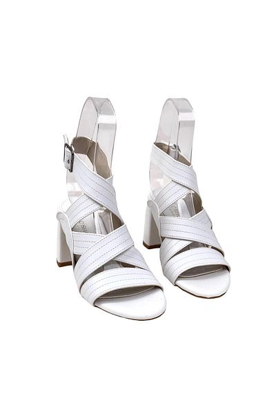 bescobel Women's Kopal White High Heel Sandals 8 Cm 105