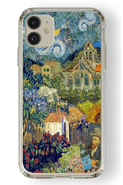 Space Star iPhone 11 Uyumlu Van Gogh Kolaj Tasarım Baskılı Şeffaf Kılıf
