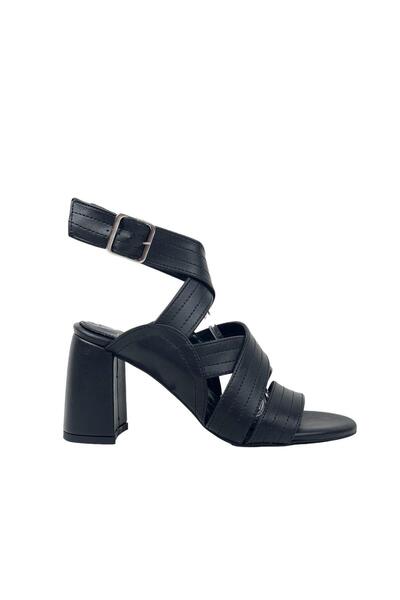 bescobel Women's Kopal Black High Heel Sandals 8 Cm 105