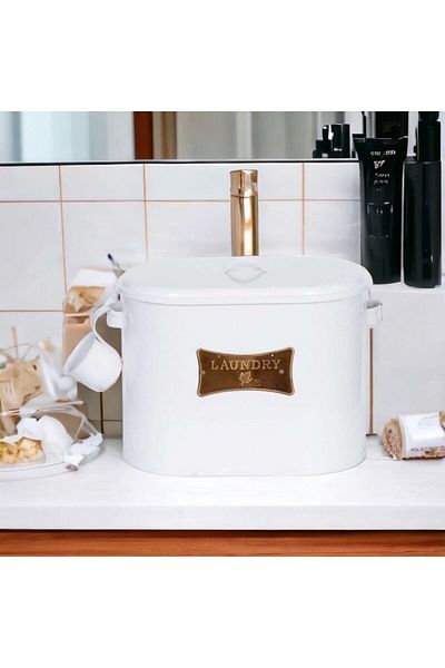 Laundry Δοχείο απορρυπαντικού σε σκόνη με τυπωμένη μεταλλική πλάκα δύο διαμερισμάτων Lr043