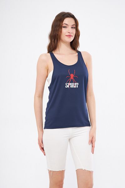 YÜKSEL IŞIK Sports Tank Spirit Printed Navy Blue Color