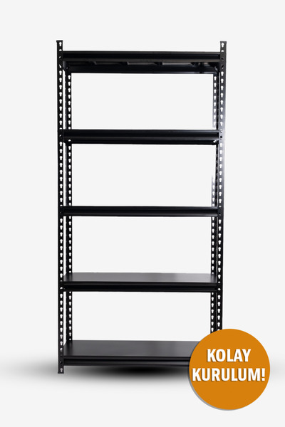 Rafiste 5 Katlı Hafif Yük Raf Ünitesi Siyah 45x93