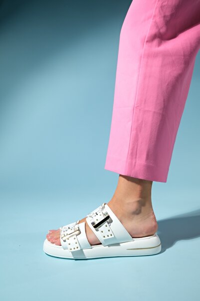 LuviShoes Dámské pantofle ZLEY Bílé transparentní přezka