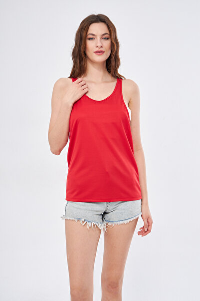 YÜKSEL IŞIK Sports Tank Cobe Printed Red Color