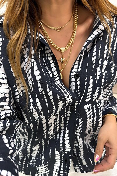 CİVAN TEKS Kadın Krokadil Baskı Viskon Gömlek