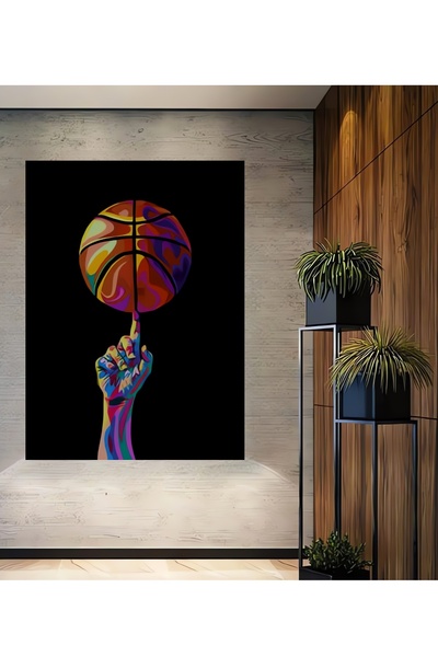 Teona Ahşap Ahşap Modern Soyut Basketbol Sanatı  Kare Şeklinde Dekorasyon Tab...