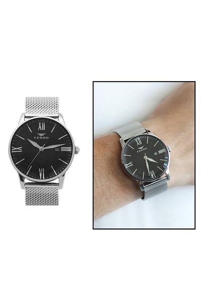 Tesbihane Ferro Silver Color Straw Cord Men's Wrist Watch Th-f11182c-a2