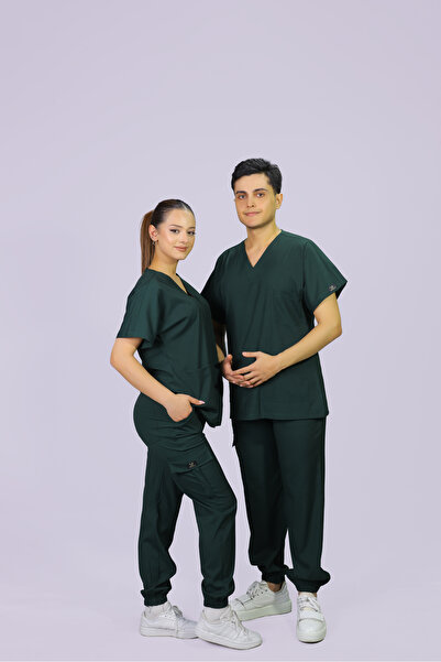 HGM Collection Unisex Koyu Yeşil Jogger Doktor Hemşire Forması Medikal Forma ...