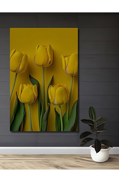 Teona Ahşap Ahşap Dekoratif 3 Boyutlu Sarı Çiçekler Kare Şeklinde Duvar Dekor...