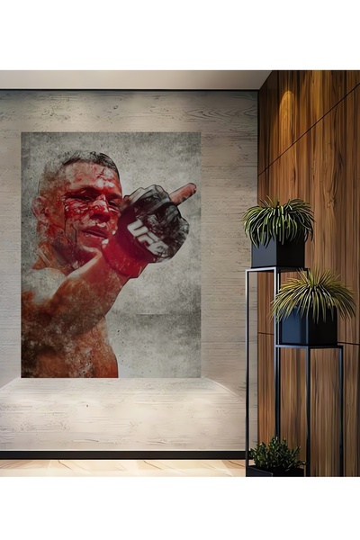 Teona Ahşap Ahşap Modern Dekoratif Soyut Nate Diaz Poster Tarzı Kare Şeklinde...