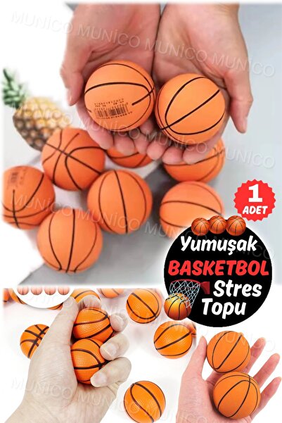 Munico Basketbol Topu Görünümlü Antistres Oyuncaklar Çocuklar için Sıkıştırıc...