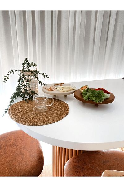 DEKORMED DOUBLE CREAM-TILE PRESENTATION PLATE/ORGANIZER/ CHEESE-BROWN PLATE/ STANDING PRESENTATION BOHEM SET