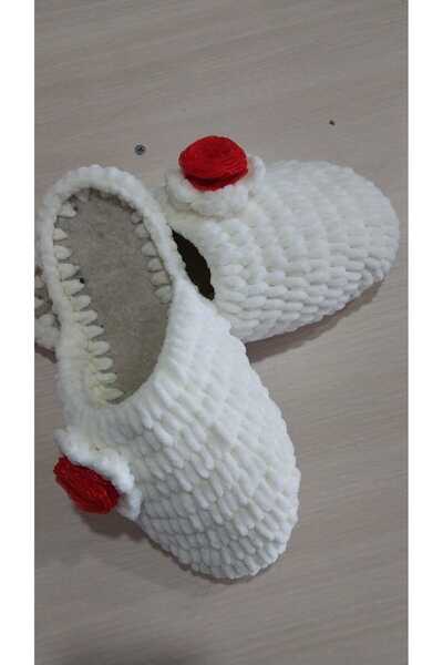 Papatyam El Örgüsü Çeyizlik Ev Terliği Gelin Terliği Çift Tabanlıklı Boncuklu...