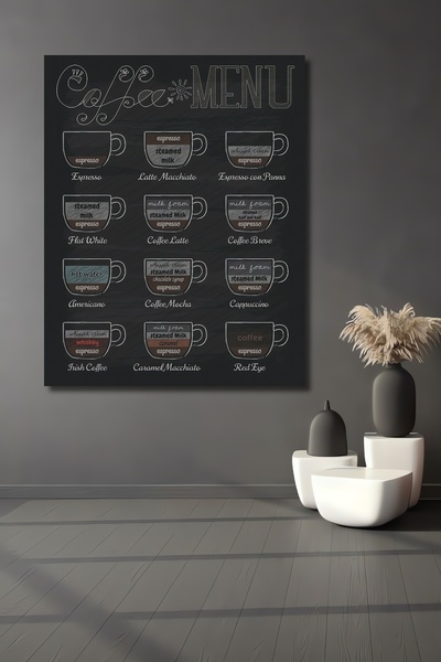 Teona Ahşap Ahşap Modern Dekoratif Kahve Menüsü Duvar Mutfak İş Yeri Kare Şek...