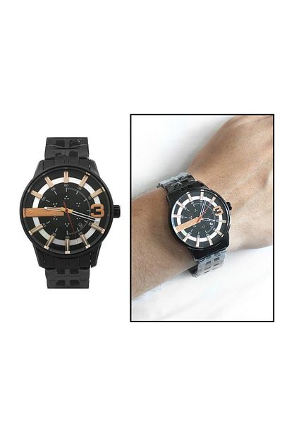 Tesbihane Ferro Black Color Steel Cord Men's Wrist Watch Th-f11200a-g