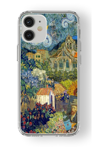 Space Star iPhone 12 Mini Uyumlu Van Gogh Kolaj Tasarım Baskılı Şeffaf Kılıf