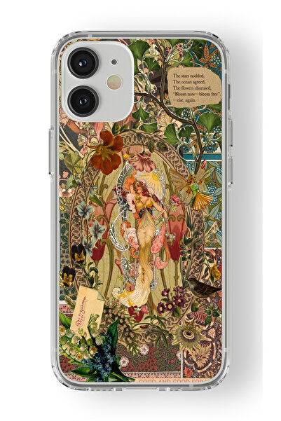 Space Star iPhone 12 Uyumlu Art Nouveau Tasarım Baskılı Şeffaf Kılıf