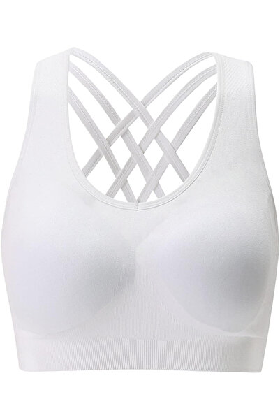 GHASSY CO. Kadın Orta Destekli Çarpraz Sırt Detaylı Kaplı Yoga Egzersiz Fitne...