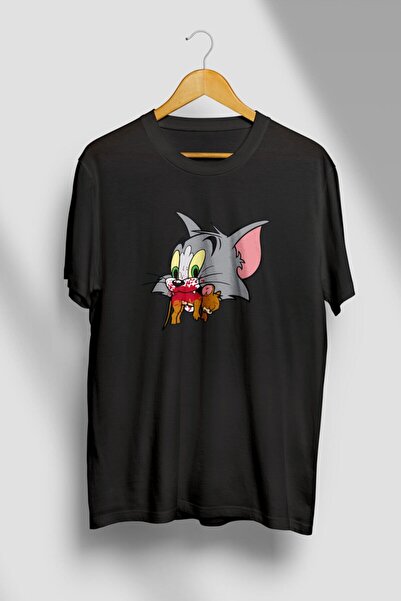 CONSTRAİN Μπλουζάκι Tom And Jerry Black O Neck 100% βαμβακερό Unisex Oversize