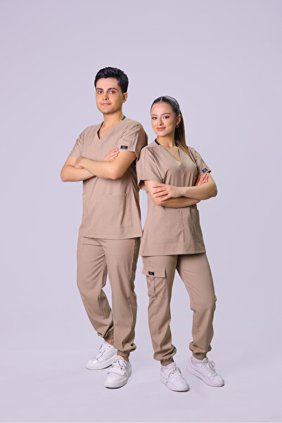 HGM Collection Unisex Bej Jogger Doktor Hemşire Forması Medikal Forma Cerrahi...