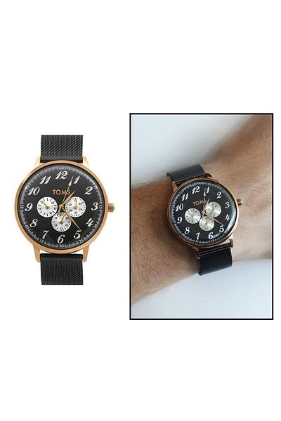 Tesbihane Toms Black Color Straw Cord Men's Wristwatch Th-tm1800c-989-r