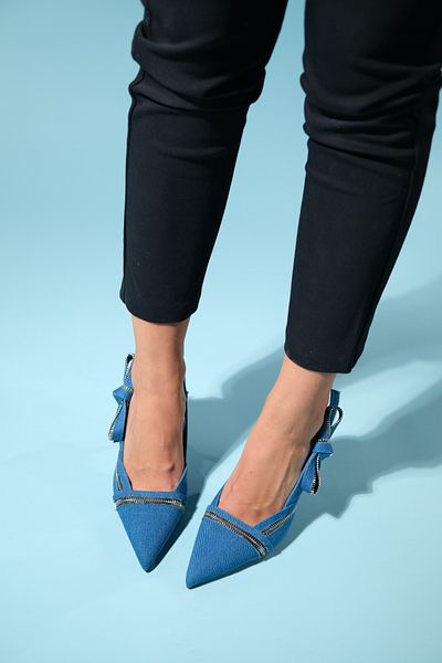 LuviShoes Pantofi de damă cu toc înalt GLEN denim albastru cu fermoar