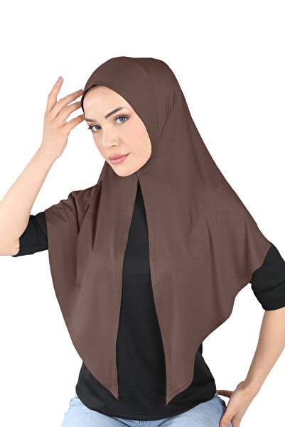 Ecardin Ύφασμα βισκόζης Πρακτικό έτοιμο σάλι τουρμπάνι - St101 ανοιχτό καφέ