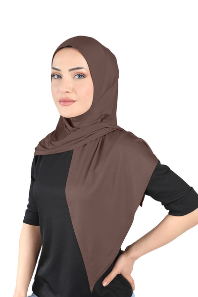 Ecardin Ύφασμα βισκόζης Πρακτικό έτοιμο σάλι τουρμπάνι - St101 ανοιχτό καφέ