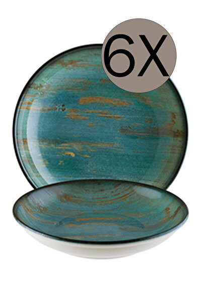 Bonna Porselen Madera Serisi 6’lı Çukur Yemek Tabağı 20 Cm