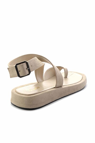 Bambi Bej Süet Kadın Sandalet K05718200102