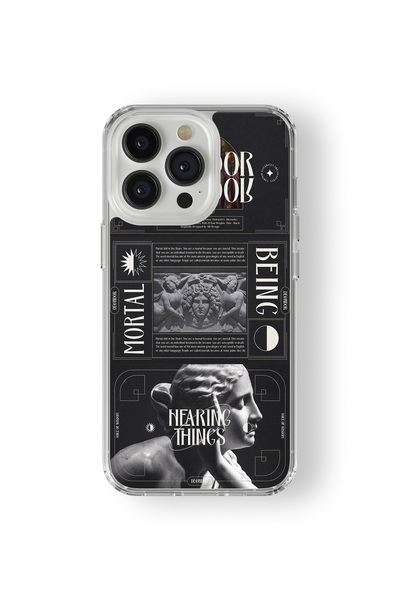 Space Star iPhone 14 Pro Max Uyumlu Hearing Things Tasarım Baskılı Şeffaf Kılıf