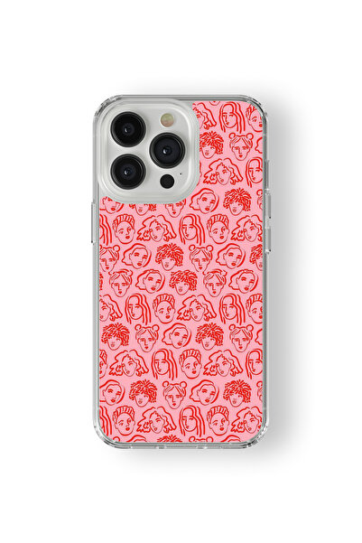 Space Star iPhone 14 Pro Max Uyumlu Faces Tasarım Baskılı Şeffaf Kılıf