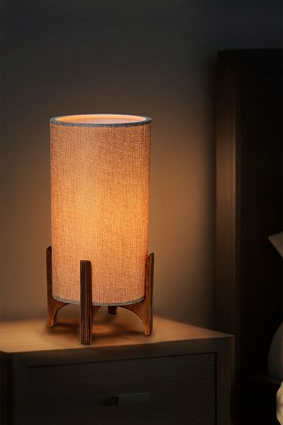 EFLIGHTDESIGN Wooden Lampshade Beige Modern Stylish Bedroom Living Room Table Lamp