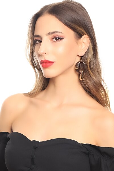 LABALABA Women's Resin Collection Brown Color Grading Snap-On Model Earrings