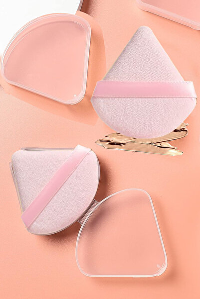 H&E LUXURY DESIGN Hijyenik Saklama Kutulu Pudra Fondöten BB Krem Yıkanabilir Pembe Uygulama Aparatı Puff Sünger