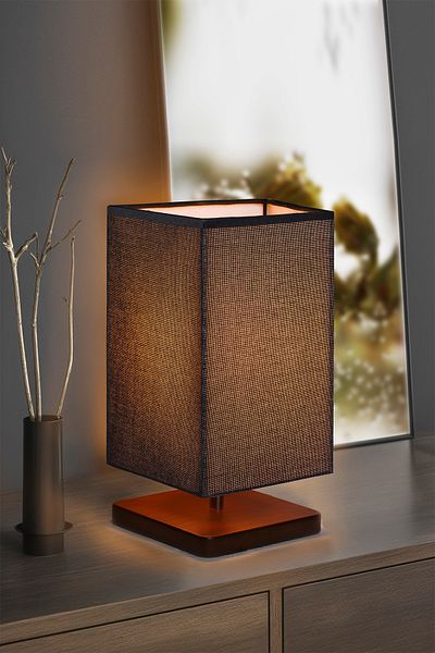 EFLIGHTDESIGN Wooden Lampshade Black Modern Stylish Bedroom Living Room Table Lamp