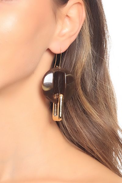 LABALABA Women's Resin Collection Brown Color Grading Snap-On Model Earrings
