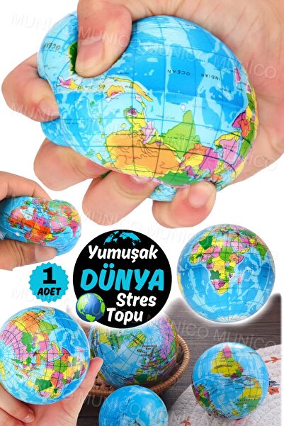 Munico Köpük Kauçuk Dünya Topu Stres Giderme Oyuncak Küre Sıkma Oyuncak El Eg...
